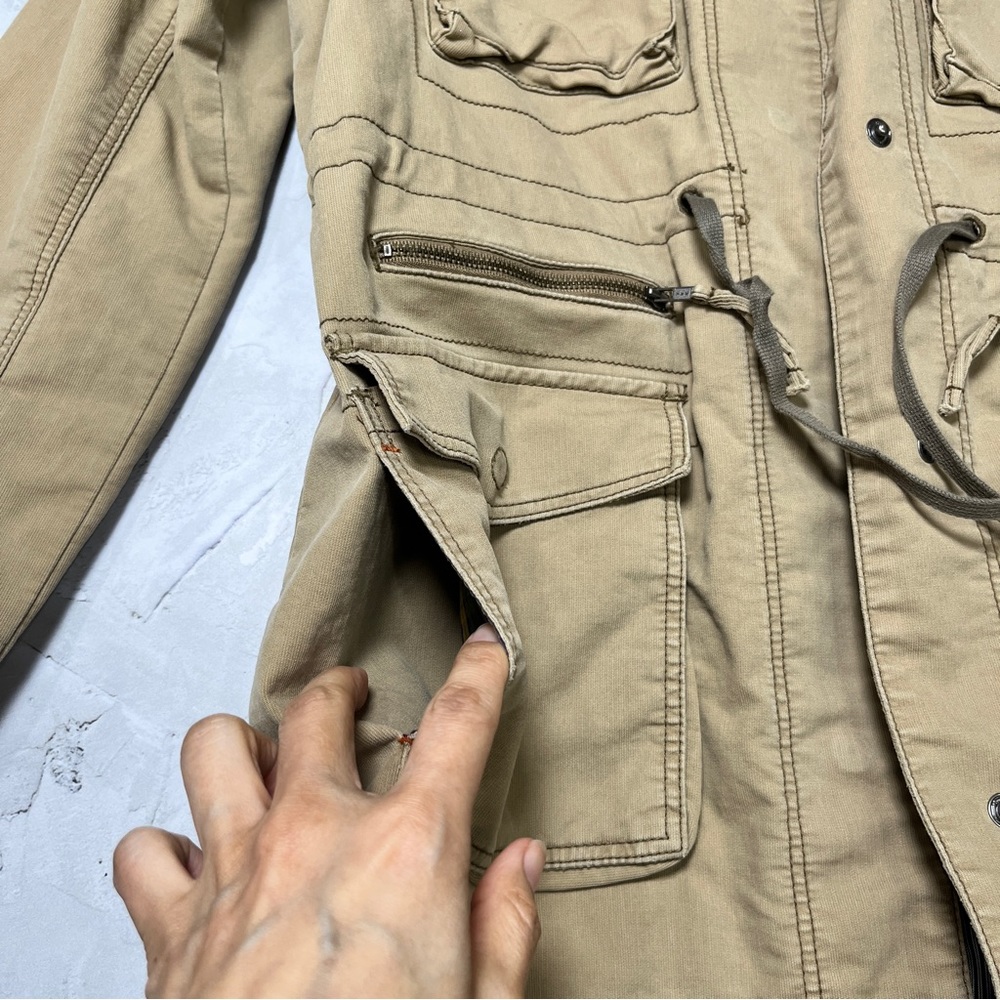 Khaki Tan Utility Cargo Field Jacket Size Medium G1 Basic Goods - Picture 12 of 15